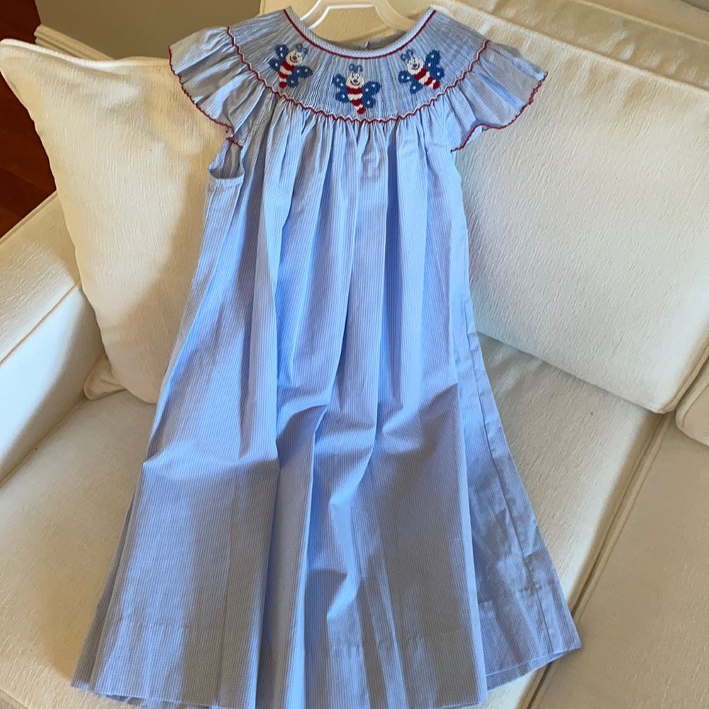 NWT Size 6 Red White and Blue smocked dress